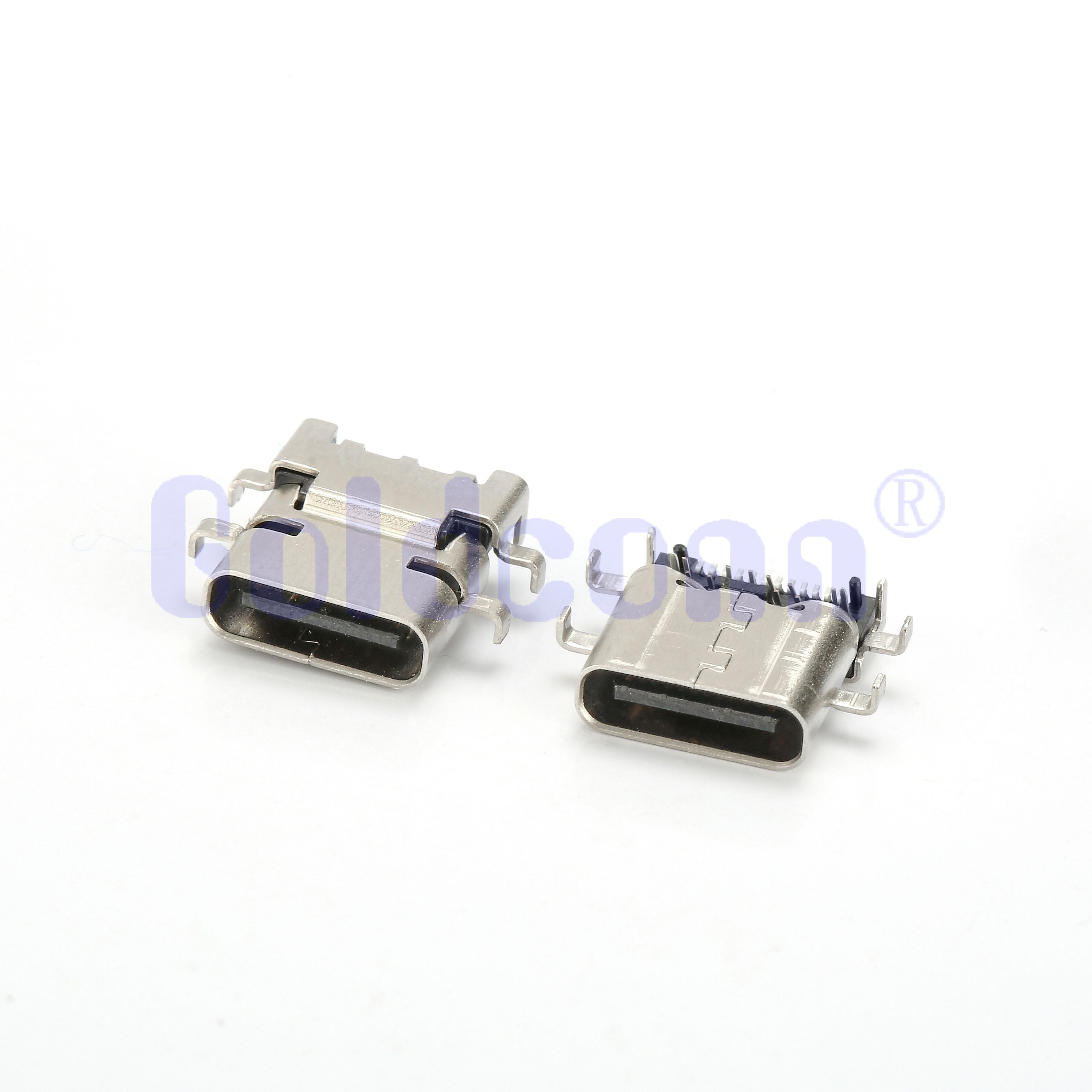 Tipo C Hembra 24 Pin, Dip+SMT, Monte Mid, Hundimiento, 6 Pines Soldadura en PCB